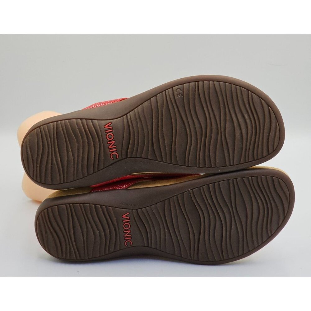 Vionic Women's Red Patent Leather Bella II Lizard Bow Comfort Sandals Sz 10 2647 - Picture 6 of 16